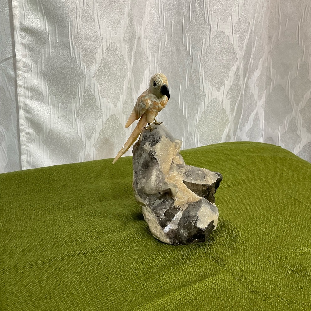 Elegant Parrot Figurine on Stone Base